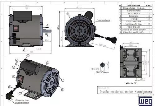 Motor WEG 1 HP + Polea Motor Aluminio Chica - Imagen 5
